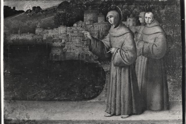 Anonimo — Zaganelli Francesco - sec. XVI - Sant'Antonio da Padova predica ai pesci — insieme